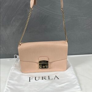 Furla Blush Shoulder Bag with Gold Accents